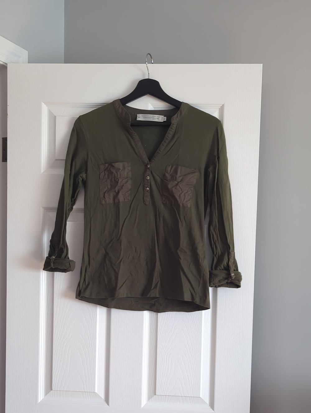 Olive Green Women's Henley Utility Top